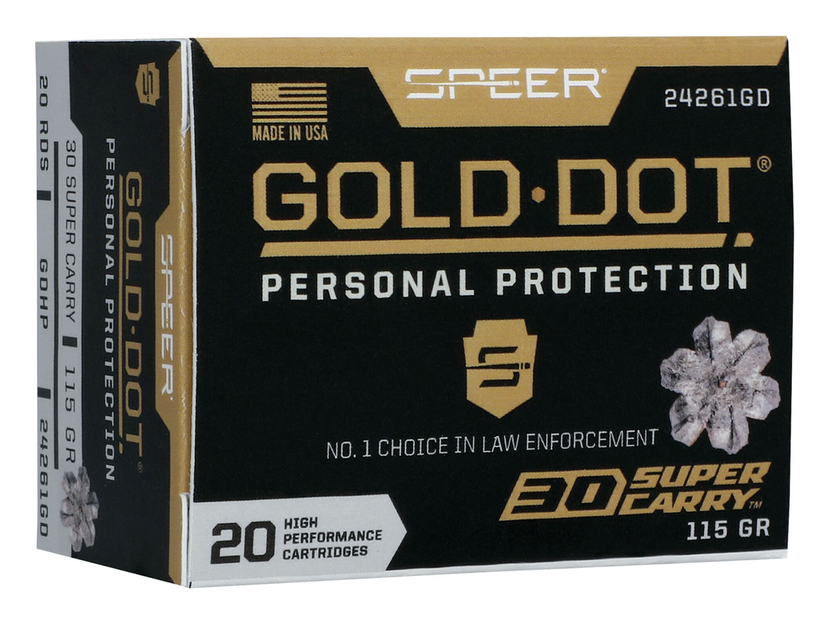 Speer Gold Dot Personal Protection 115 gr GDHP 30 Super Carry Ammunition, 20 Rounds - 24261GD - Speer