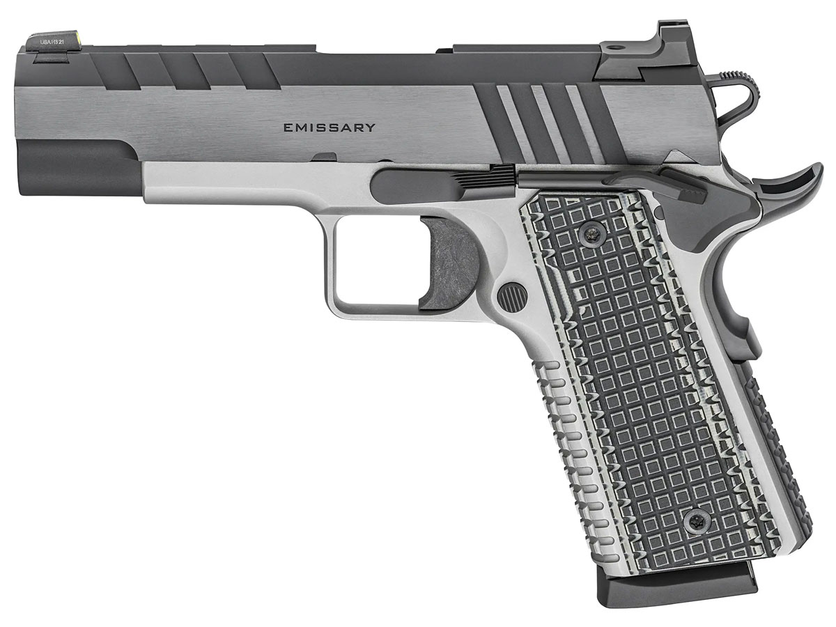 Springfield 1911 Emissary 4.25" .45 ACP Pistol, Stainless/Black - PX9218L - Springfield Armory
