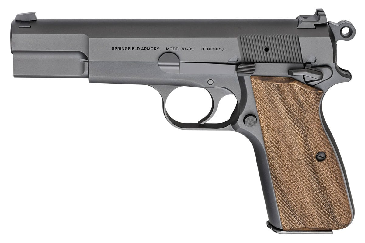 Springfield SA-35 9mm Pistol With Checkered Walnut Grips, Black - HP9201 - Springfield Armory
