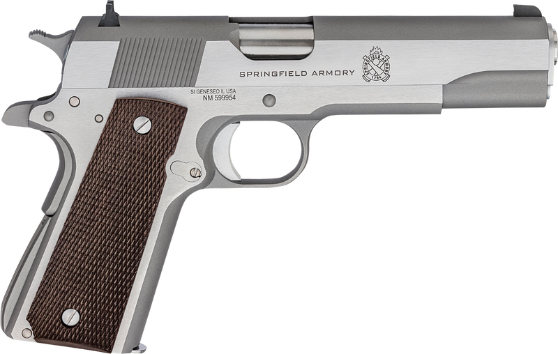 Springfield .45 ACP 1911 Pistol, 5" Barrel, 3 Dot Sights, Silver - PBD9151L - Springfield Armory