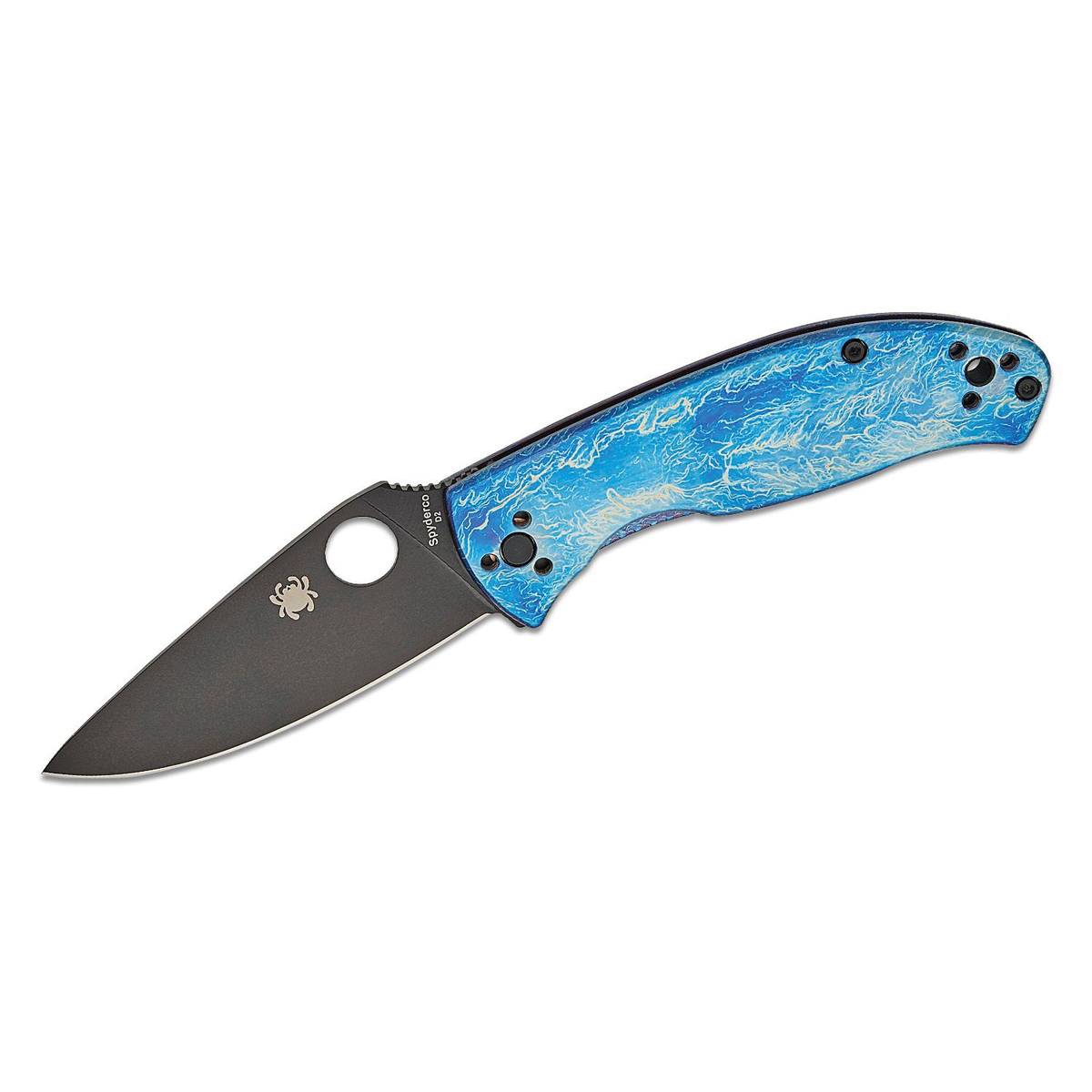 Spyderco Tenacious RIL Disarray Folding Knife Drop Point, Blue - Spyderco