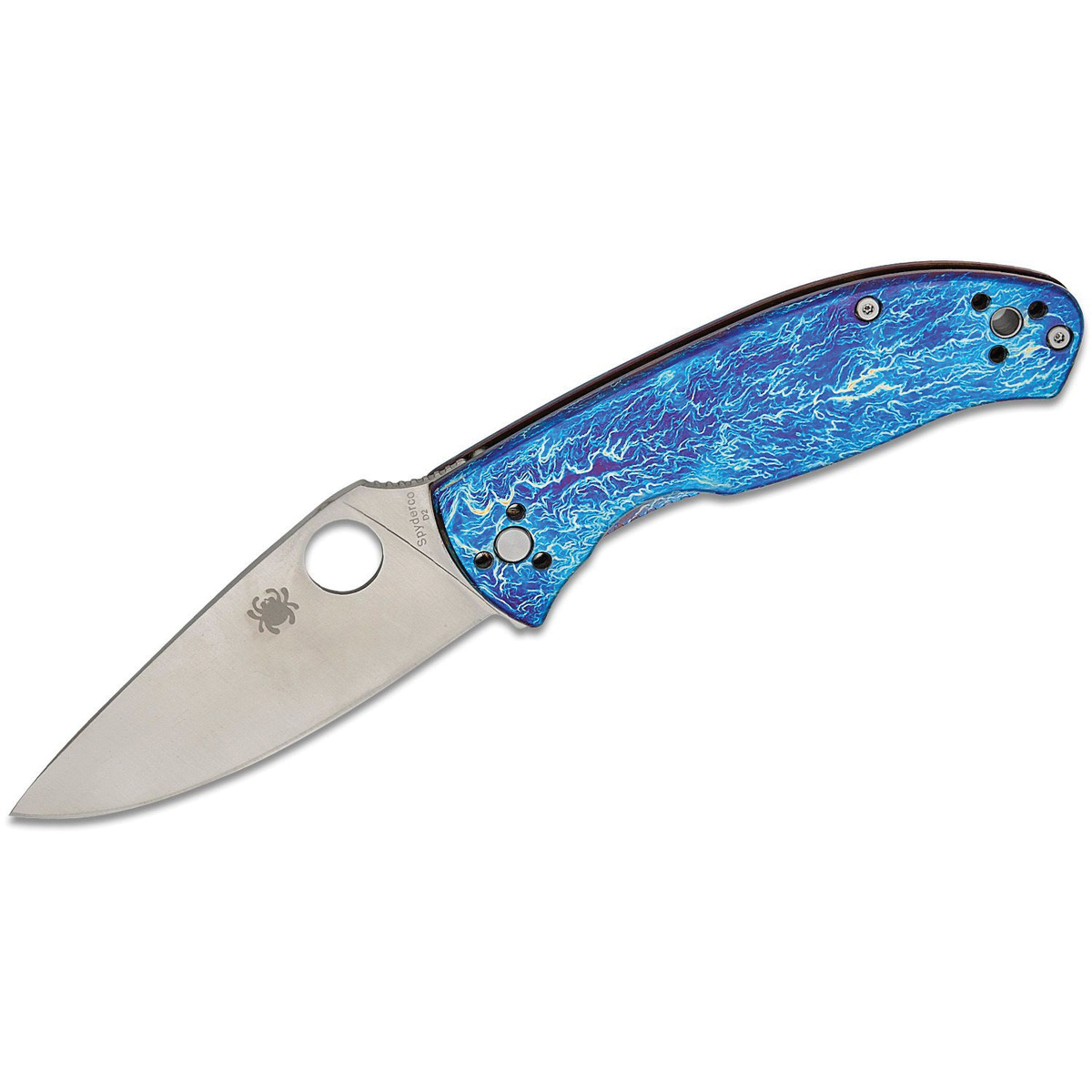 Spyderco Tenacious RIL Disarray Folding Knife Drop Point, Blue - Spyderco