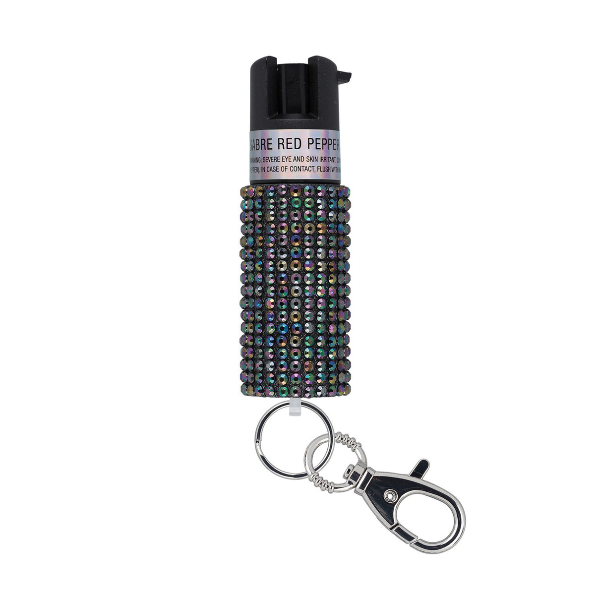 Sabre Pepper Spray w/Jeweled Design and Snap-Clip, 0.54 oz Black