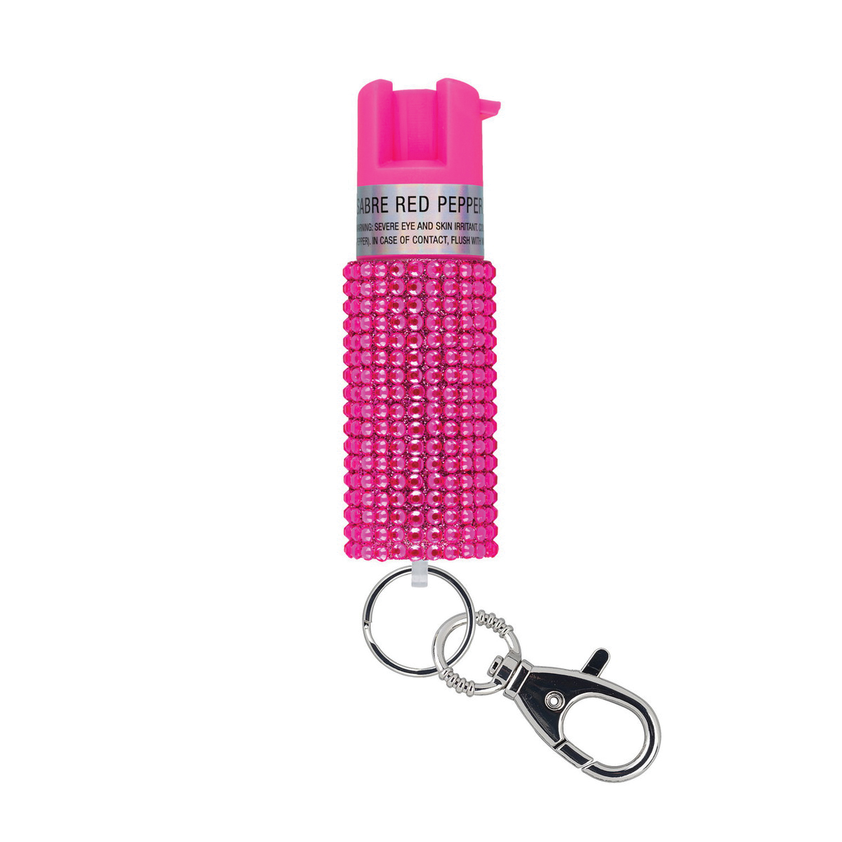 Sabre Pepper Spray w/Jeweled Design and Snap-Clip, 0.54 oz Pink