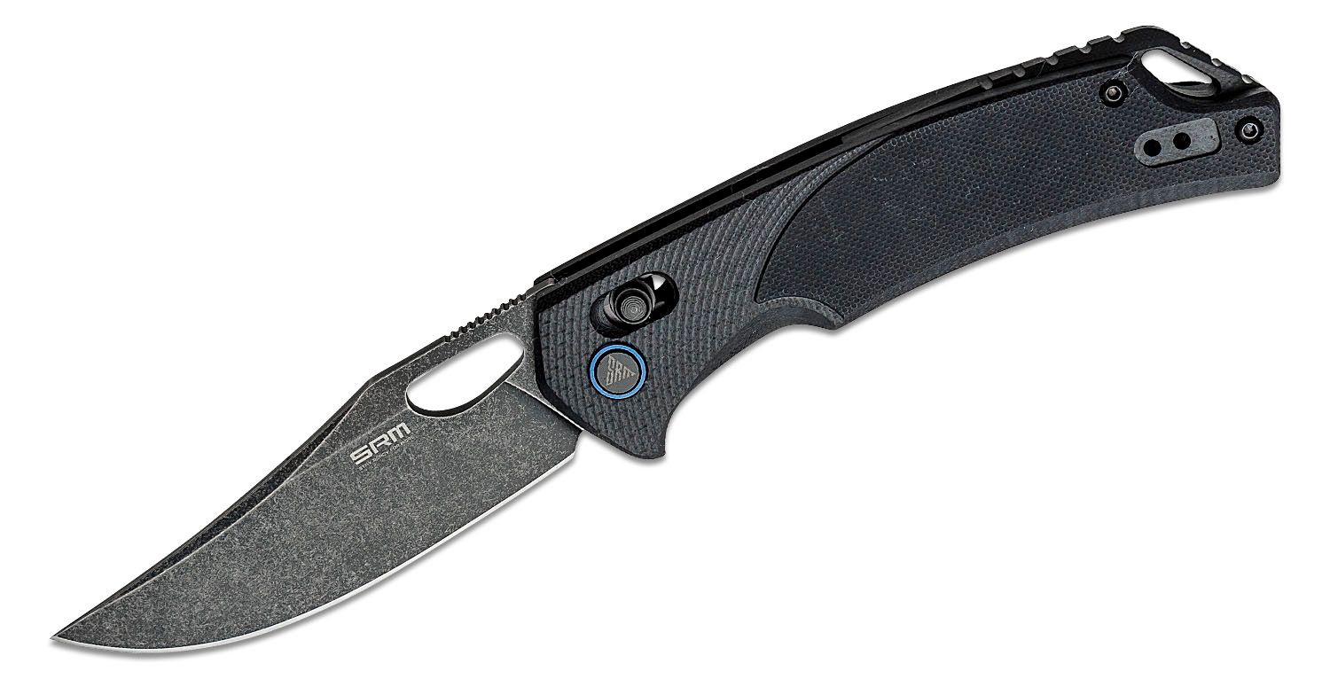 SRM Knives 9201 Ambi Lock Knife, Black G10, Black Blade - SRM-9201-GB