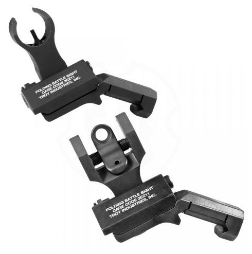 Troy BattleSights 45 Degree Offset Folding HK Front & Round Rear Set Black - SSIG-45S-HRBT-00 - Troy Industries