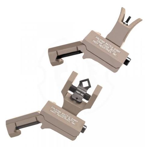 Troy BattleSights 45 Degree Offset Folding M4 Front & Di-Optic Rear Set Flat Dark Earth - SSIG-45S-MDFT-00 - Troy Industries