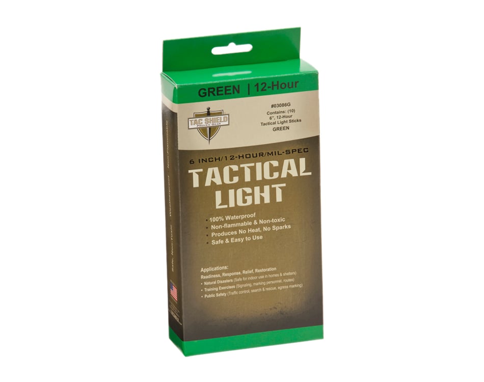 TAC Shield Tactical 12 Hour Light Stick - 10 Pack - Green