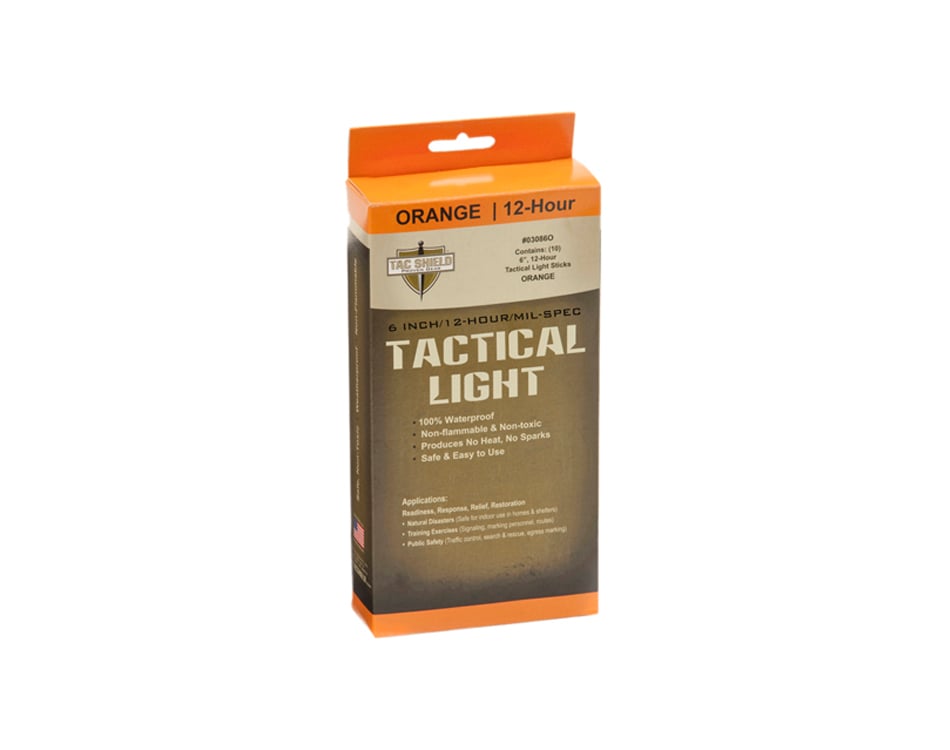 TAC Shield Tactical 12 Hour Light Stick - 10 Pack - Orange