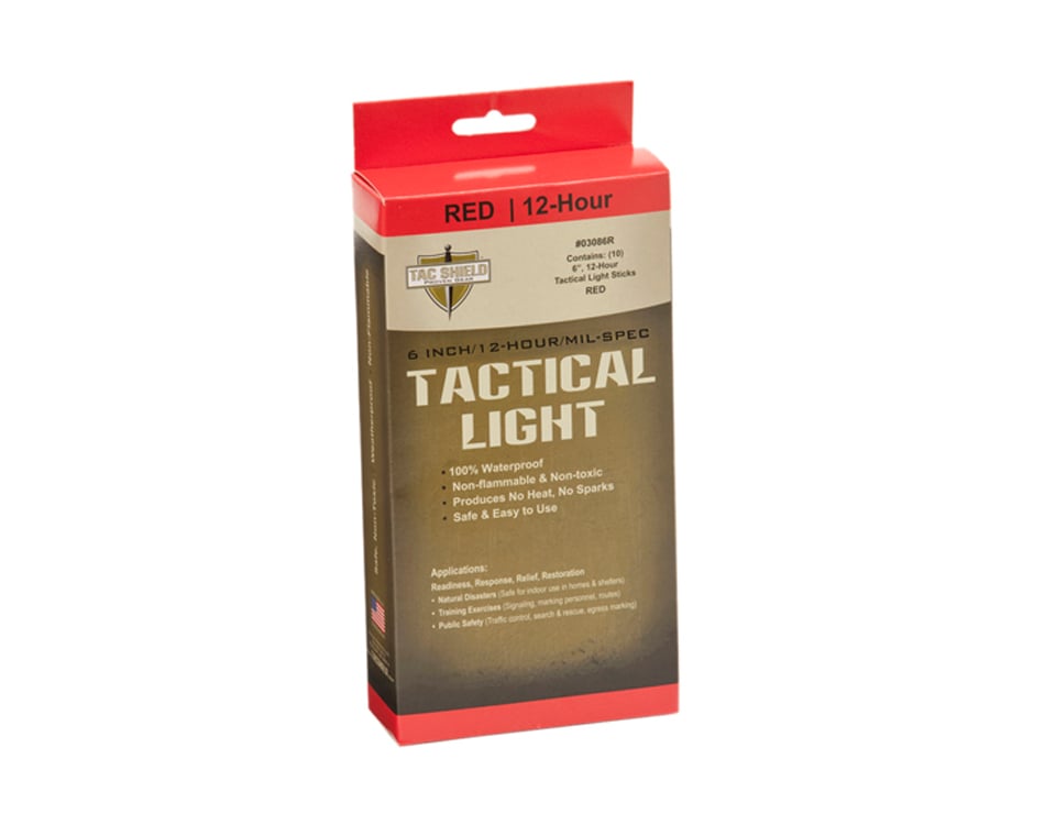 TAC Shield Tactical 12 Hour Light Stick - 10 Pack - Red