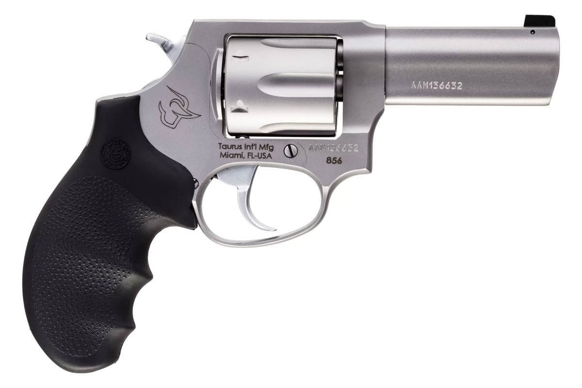 Taurus M856 Defender .38 Special +P Revolver With Night Sights And Hogue Grip, Stainless - 2-85639NS - Taurus