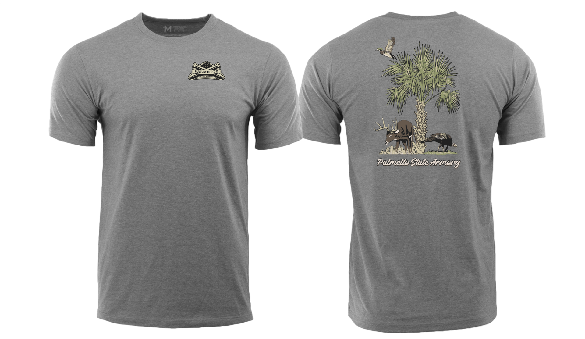 Palmetto State Armory PSA Deer & Turkey Durasoft Tee, Heather Gray - Small