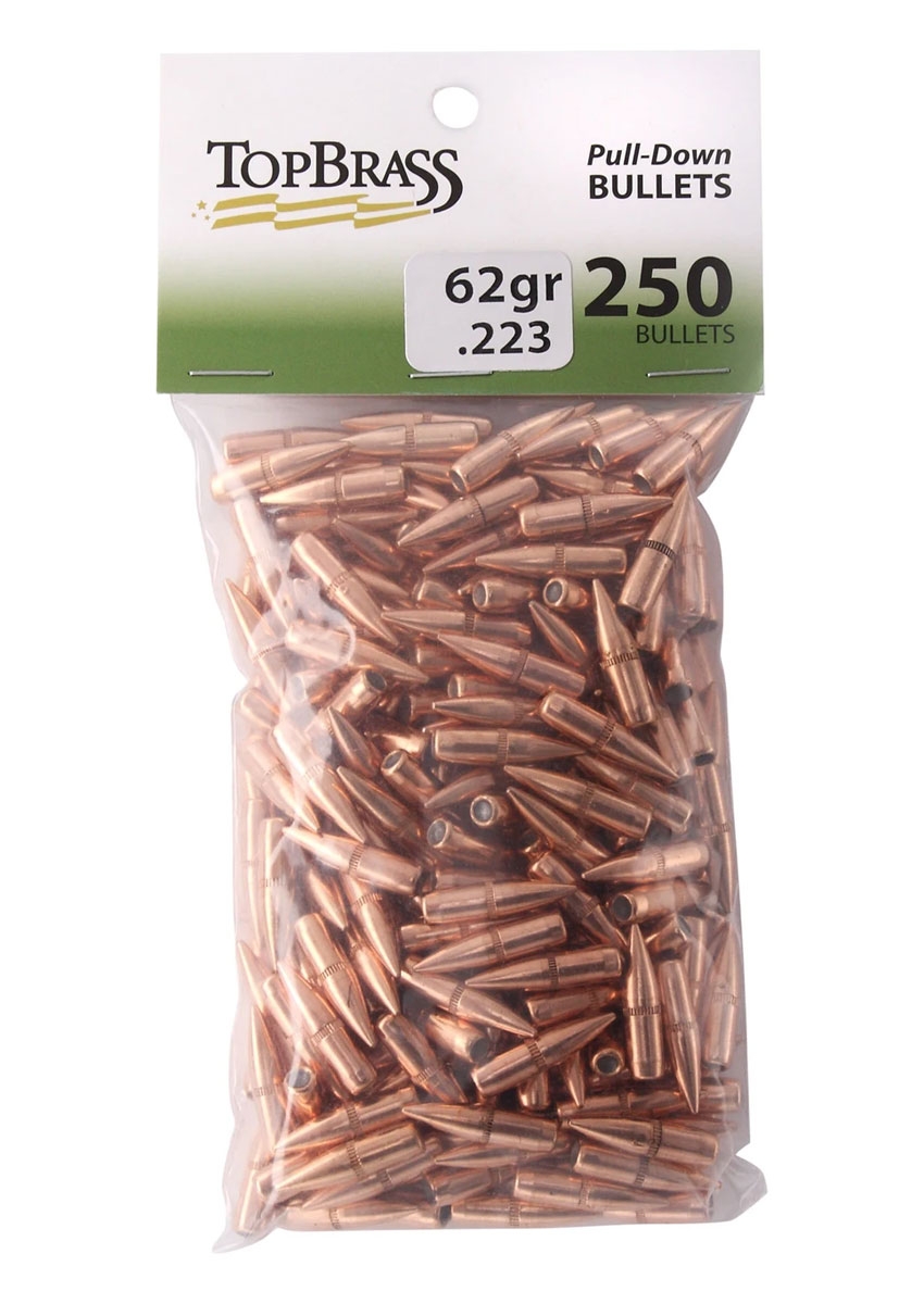 Top Brass .223 62 gr FMJ 250 Pull Down Bullets - JB01200-PD-250 - Sports South