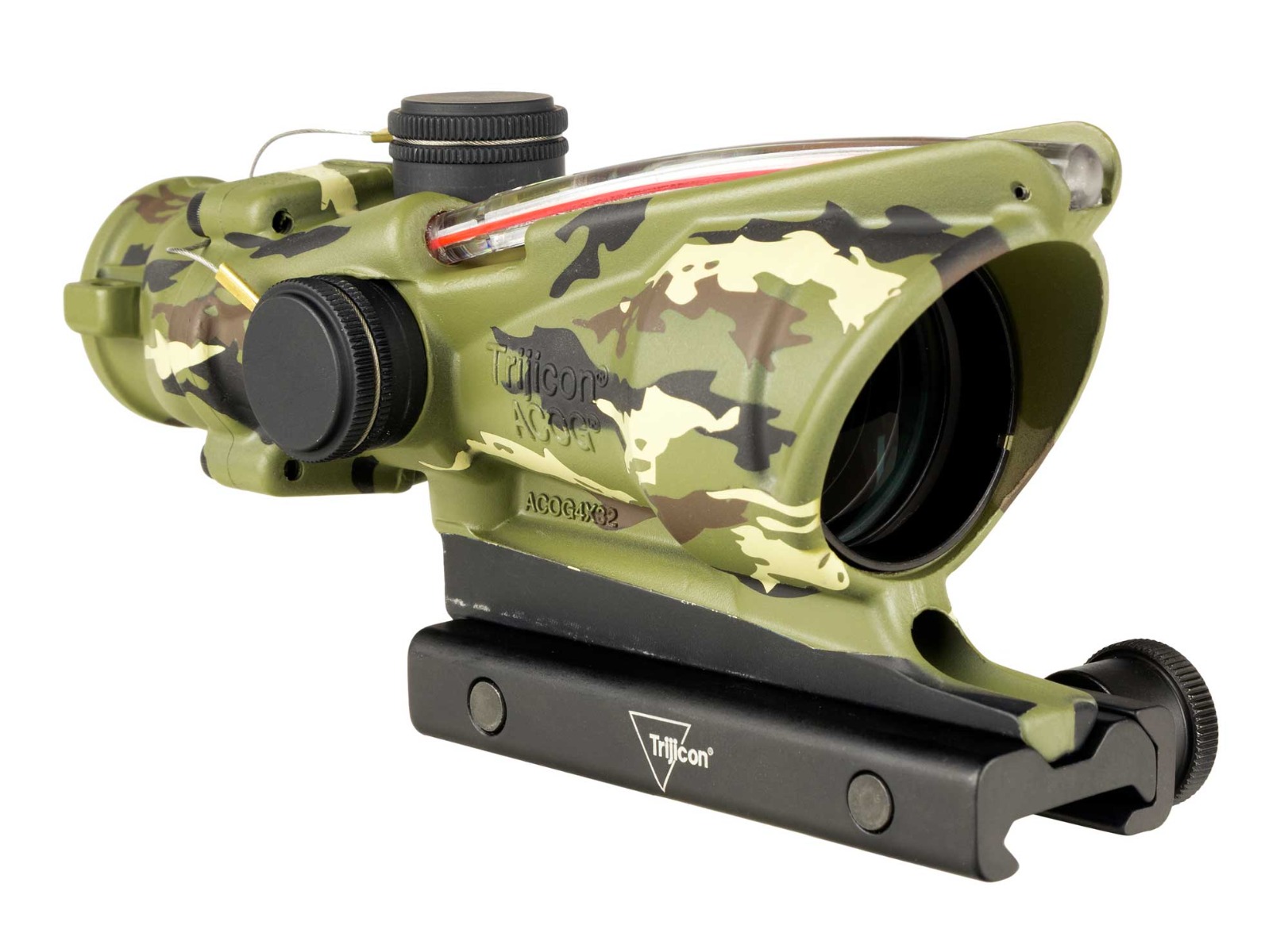 Trijicon ACOG Rifle Scope 4x32 LE Chevron Reticle w/ TA51 Mount .223, 3 Color Tiger Camo - Trijicon