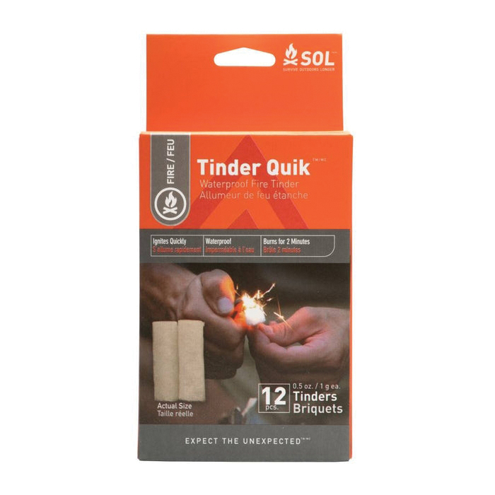 SOL Tinder Quik 3.55" x 2.40" x 1" Dependable Tinder, Pack of 12 - Sol