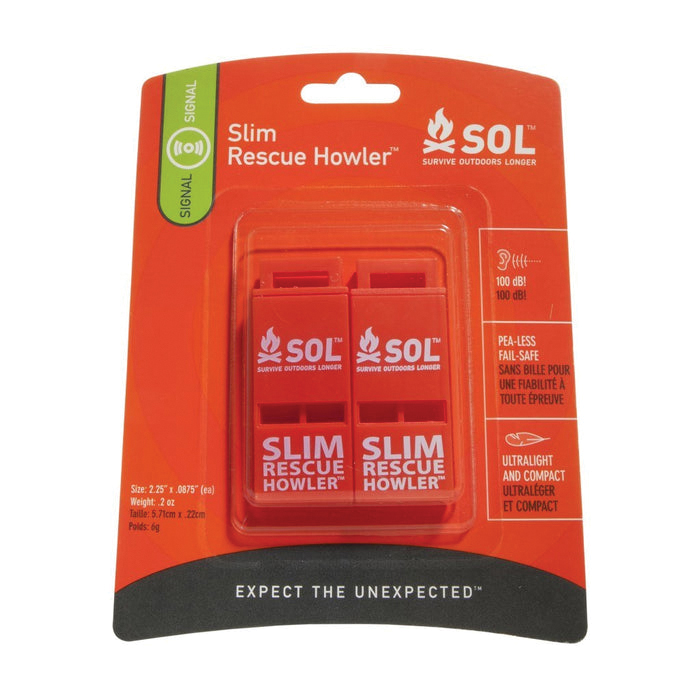 SOL 100 dB Slim Rescue Howler Whistle, 4.55" Pack of 2 - Sol