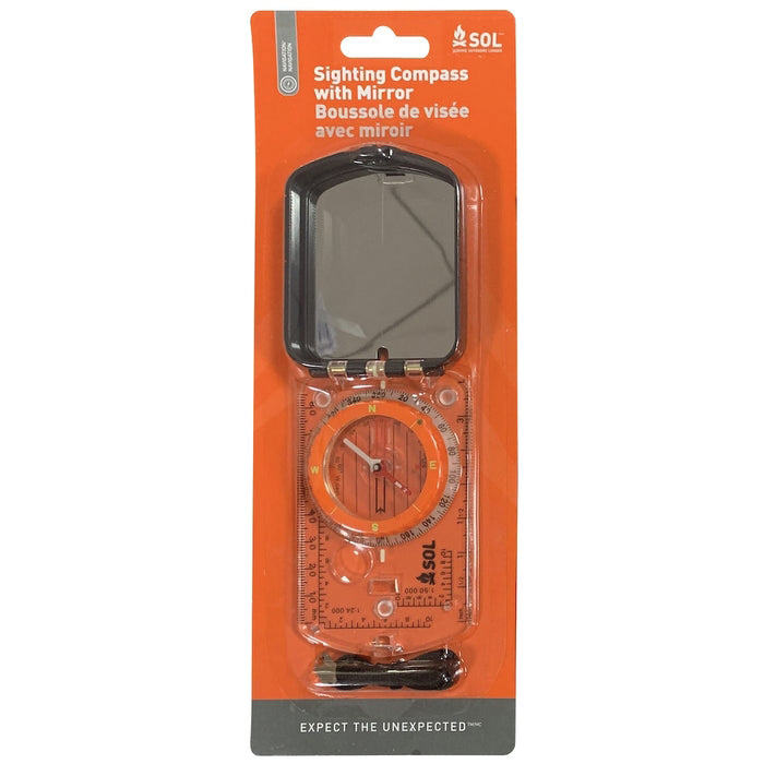 SOL 4.25" x 3.95" x 0.75" Sighting Compass w/Mirror - Sol
