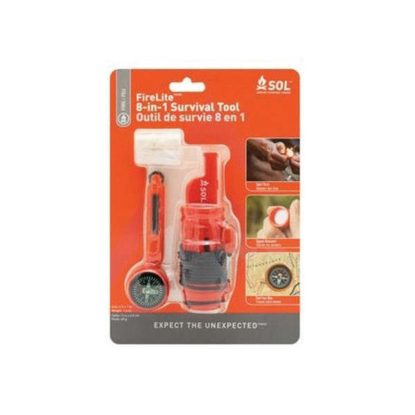 SOL Fire Lite 8-in-1 Survival Tool, Orange - Sol