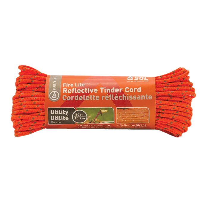 SOL Utility Reflective Tinder Cord, 50' Orange - Sol