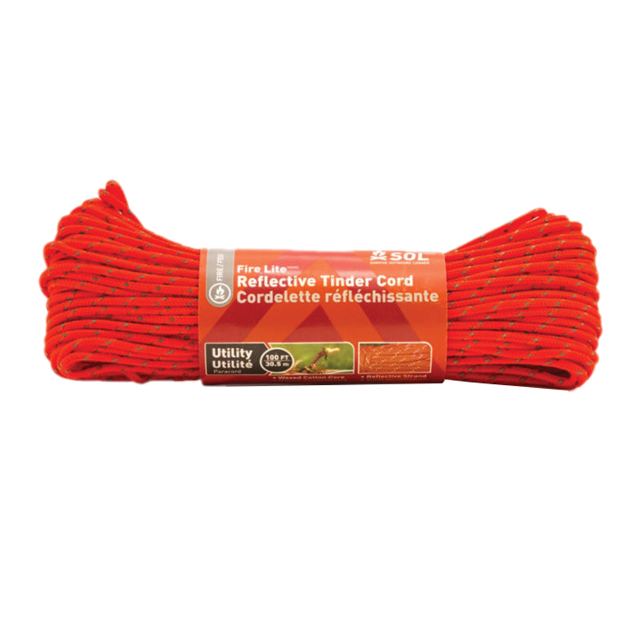 SOL Utility Reflective Tinder Cord, 100' Orange - Sol