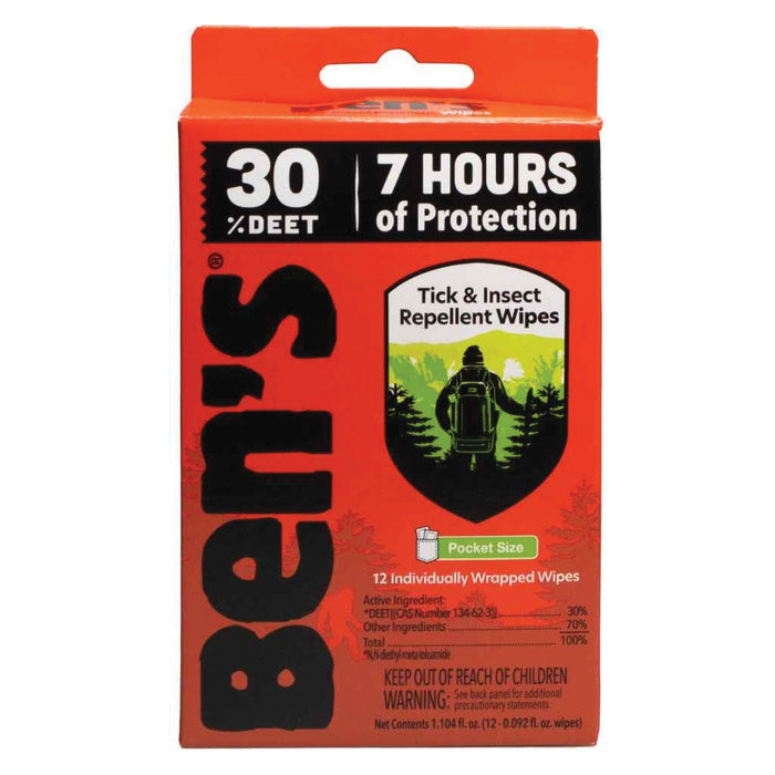 Ben's Tick and Insect Repellent Wipes, Pack of 12 - Ben's