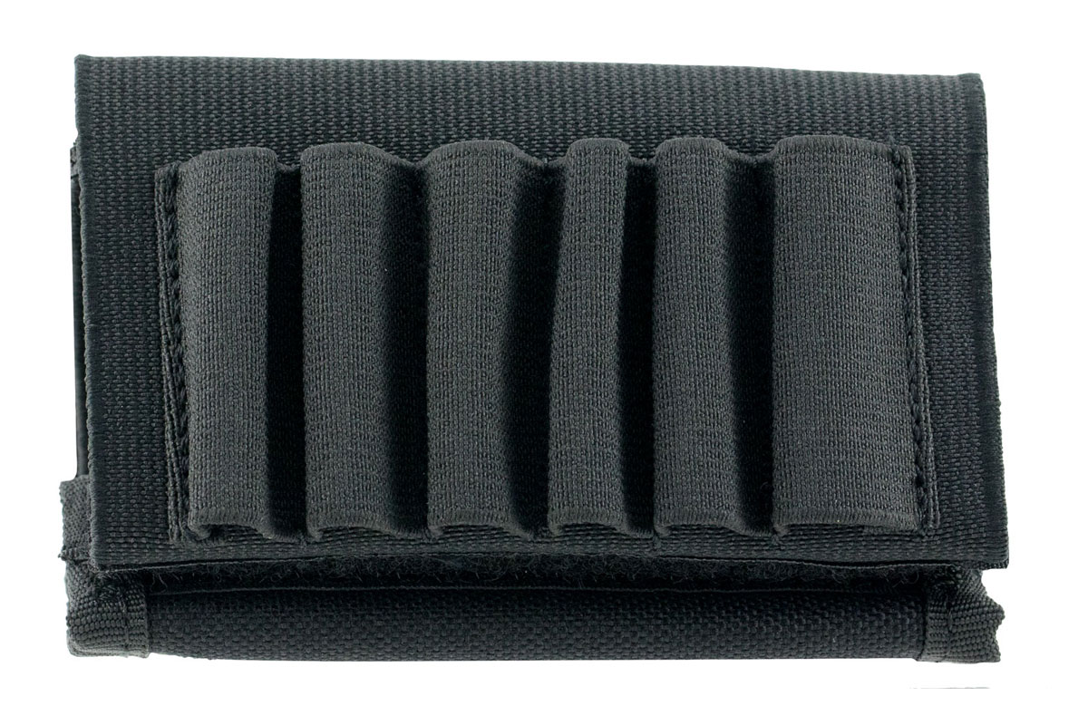 Uncle Mike's 6 Round Buttstock Rifle Shell Holder With Flap, Black Nylon - 88482 - Uncle Mike's