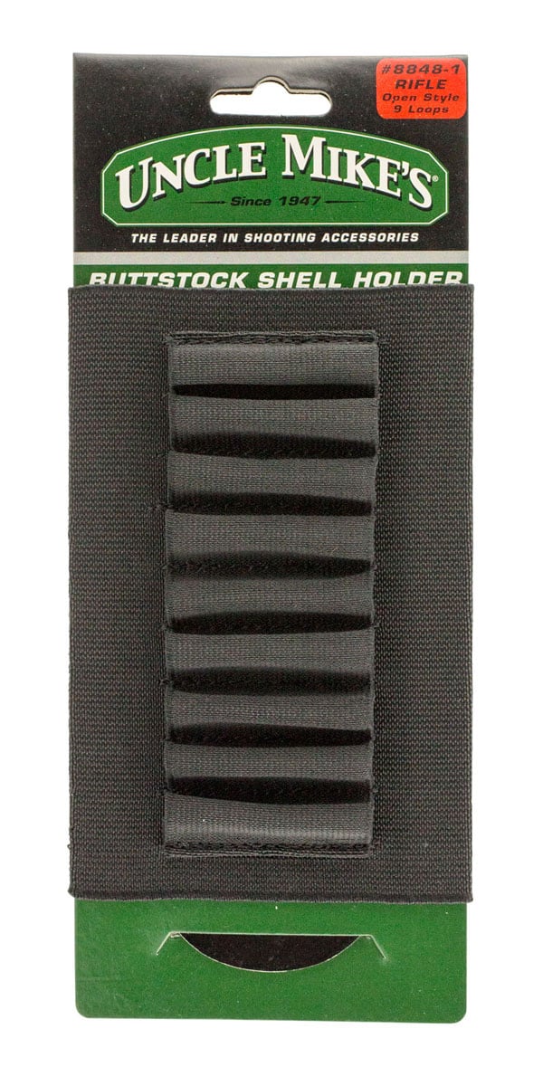 Uncle Mike's Rifle Buttstock 9 Round Shell Holder, Black - 88481 - Uncle Mike's