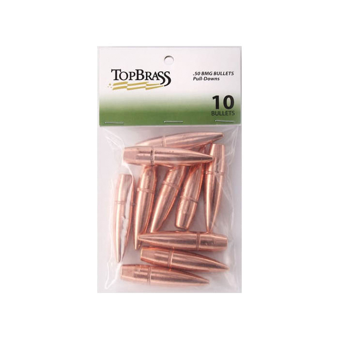Top Brass .50 BMG FMJ Rifle Pull Down Bullet, 647 gr 0.510" 10rds - Top Brass