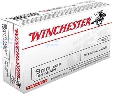 Winchester USA 9mm Ammo 124 Grain FMJ 50rds - USA9MM - Winchester