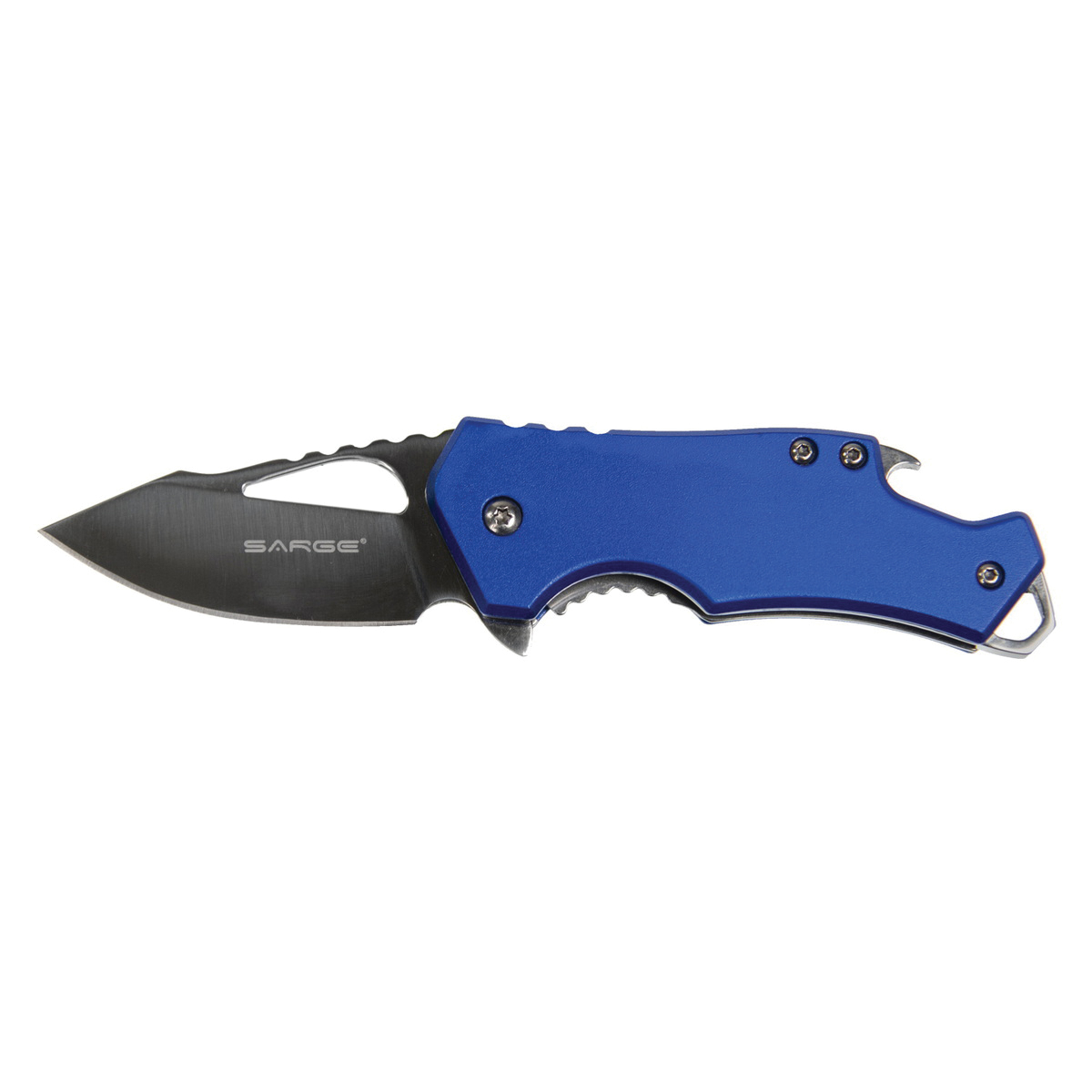 Sarge Knives Fuse Folding Knife with Bottle Opener Clip Point, Blue