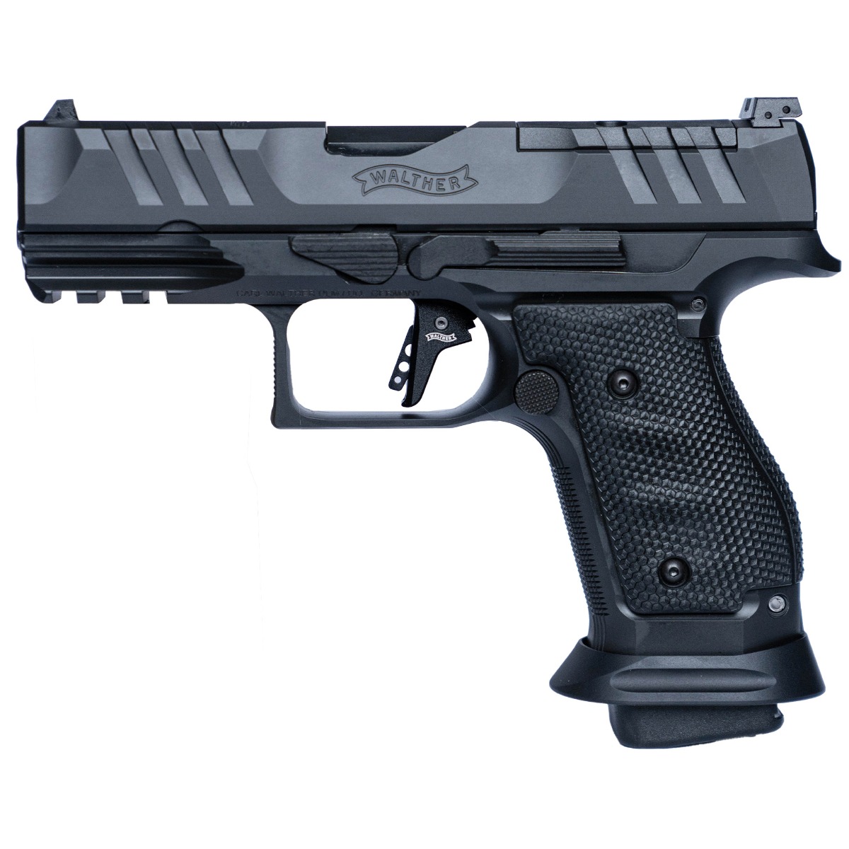 Walther PDP Pro Compact, Steel Frame 4" 9mm w/ (2)18rd Mags Adjustable Sights Optics Ready Pistol, Black - 2896991 - Walther