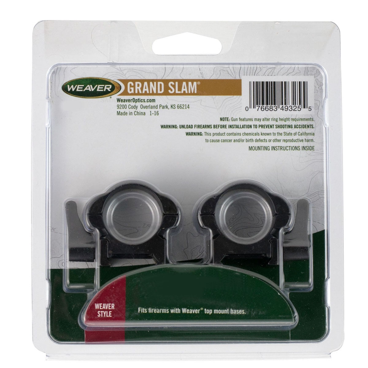 Weaver Lever-Lok 30mm High Steel Top Mount Quick Detach Scope Ring, Matte Black - 49335 - Weaver