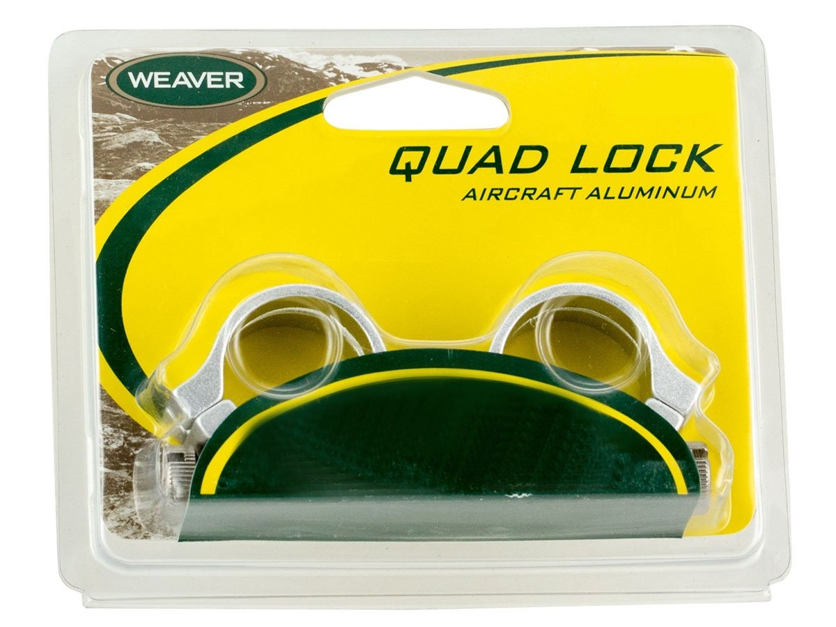 Weaver Quad Lock 1 inch X-High Aluminum Scope Ring, Matte Black - 49049 - Weaver