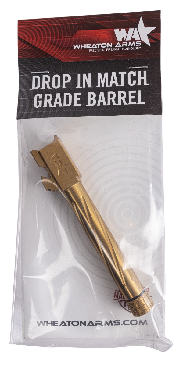 Wheaton Arms Glock 17 Gen 1-4 Threaded Spiral Fluted Barrel, Gold - Wheaton Arms