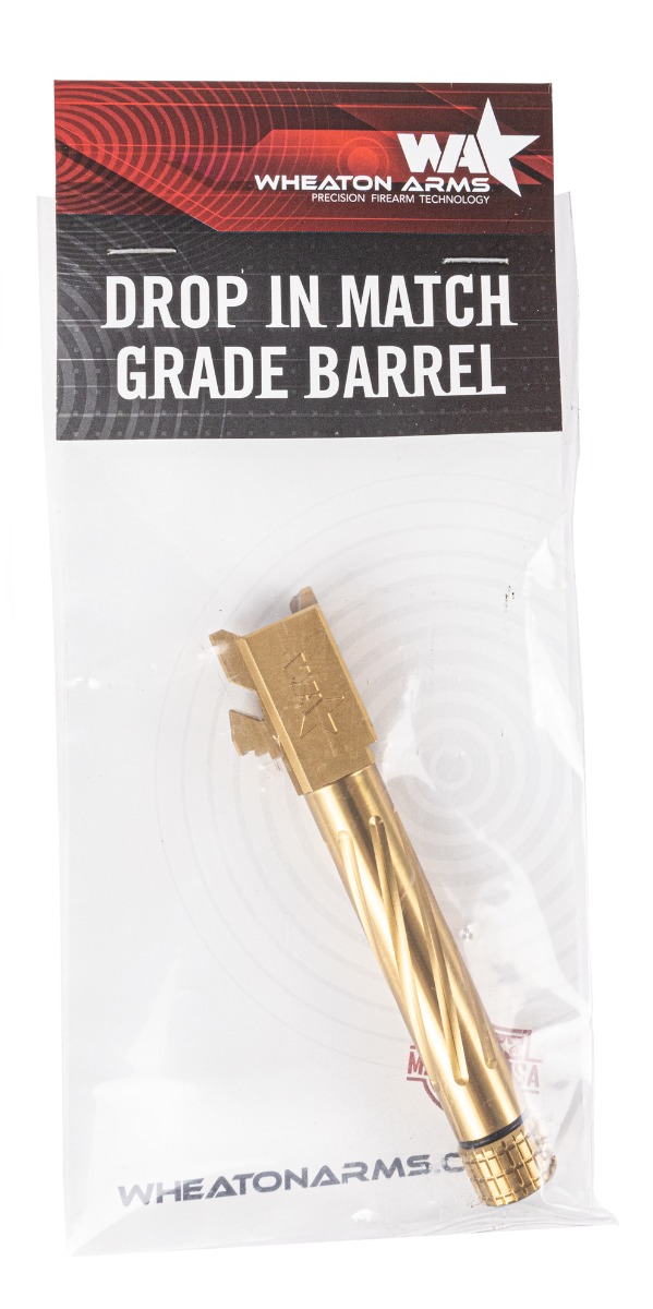 Wheaton Arms Gold Glock 19 Gen 1-5 Spiral Fluted Barrel, Gold - Wheaton Arms