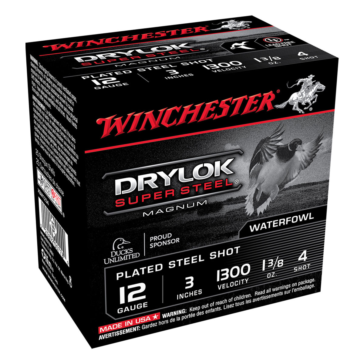 Winchester Drylok Super Steel Magnum 3" 4 Shot Plated Steel 12 Gauge Ammunition 25 Rounds - XSM1234 - Winchester