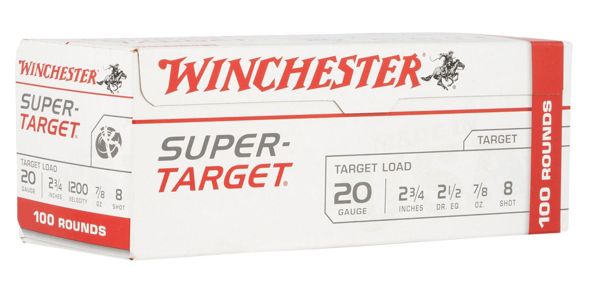 Winchester Super Target 2.75" 7/8 oz 8 Shot 20 Gauge Ammunition 100 Rounds - TRGT208VP - Winchester