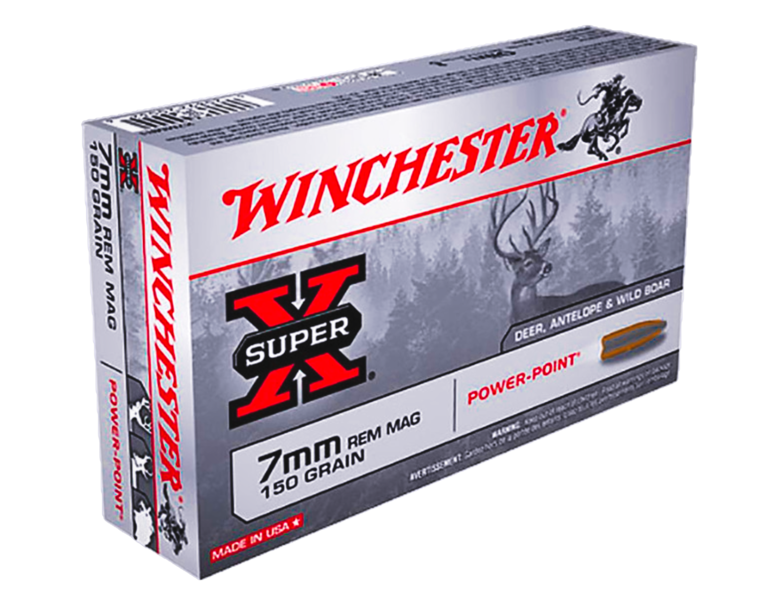 Winchester 7mm Rem Magnum 150gr Power-Point Super-X Ammunition 20rds - X7MMR1 - Winchester