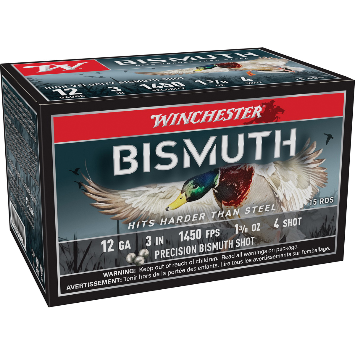 Winchester Ammunition Bismuth 12 Gauge 3" #4 1-3/8 Ounce 15rds - Winchester