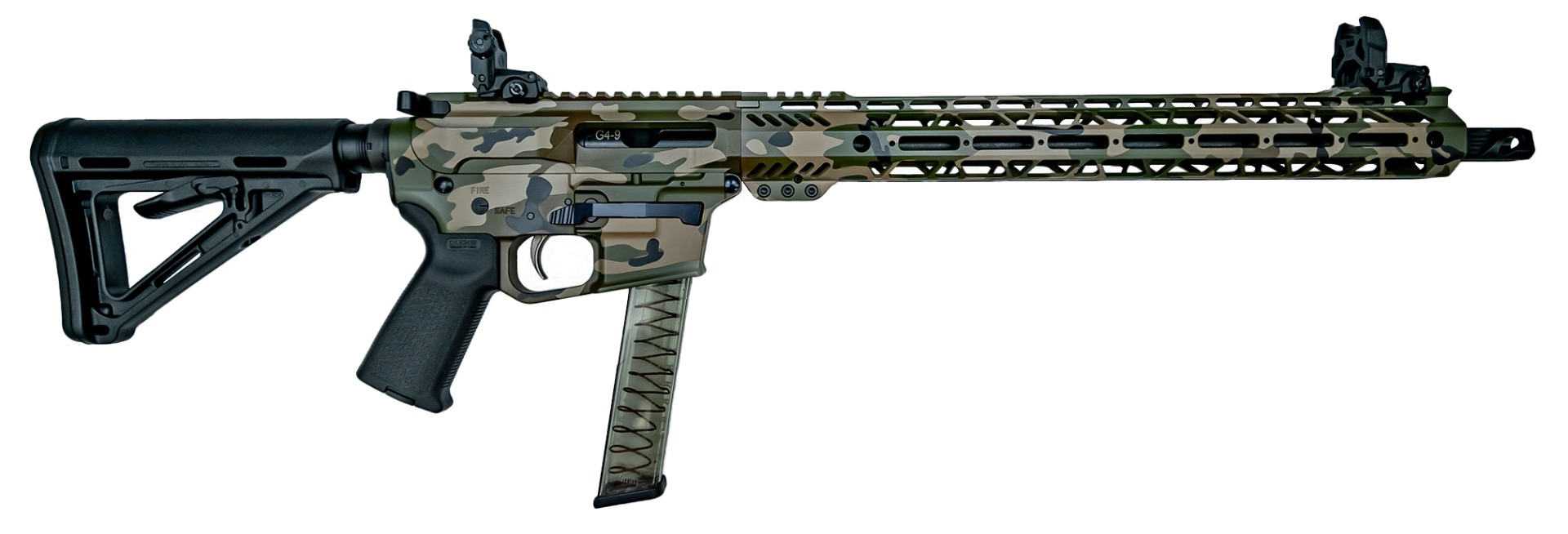 PSA Custom 16" Nitride 9mm 1/10 Lightweight MLOK Rifle - Woodland Camo - Psa Custom