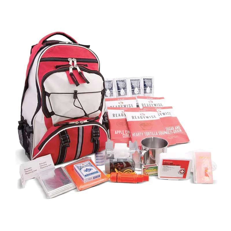 ReadyWise 11" x 7.50" x 17" Emergency Survival Kit Backpack, Red - Readywise