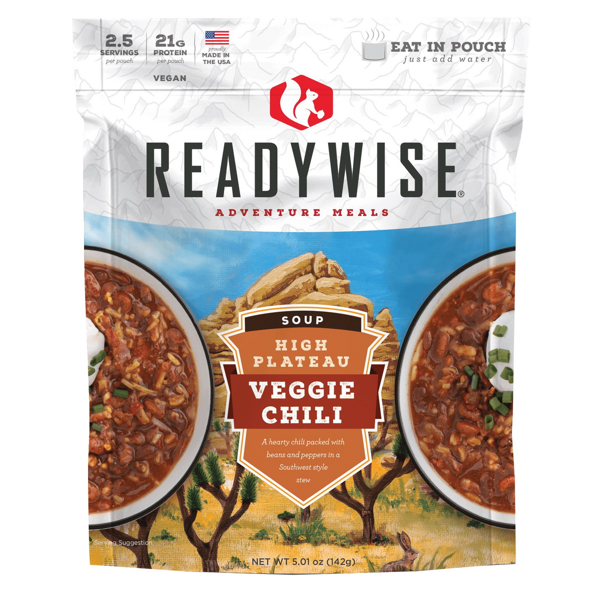 ReadyWise High Plateau Veggie Chili Soup, 5.01 oz Pack of 6 - Readywise