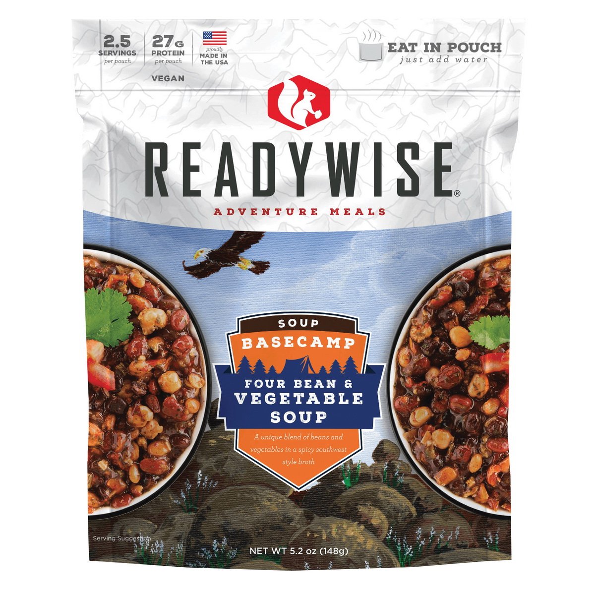 ReadyWise Basecamp Four Bean and Vegetable Soup, 5.2 oz Pack of 6