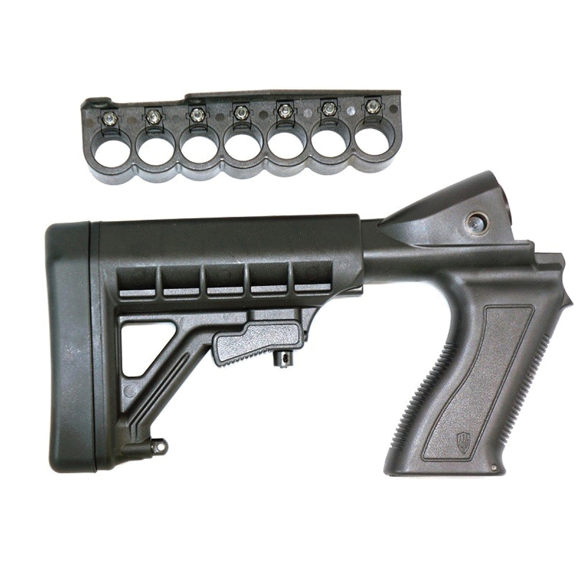 ProMag Archangel Tactical Pistol Grip Stock w/Recoil Pad and Shell Carrier Fits Remington 870, Black - Promag